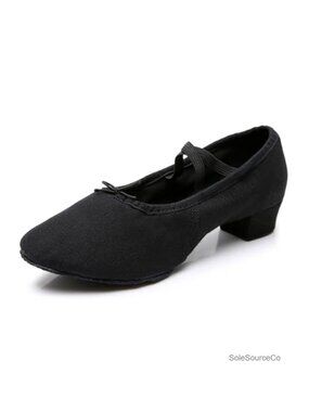 Women's Canvas Latin Ballroom Dance Shoes with Low Heel, Split Sole & Elastic